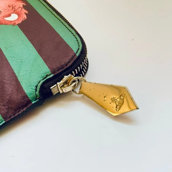 Vivienne Westwood RARE GREEN STRIPE TEDDY BEAR CLUTCH NWT AW15